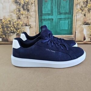 Cole Haan Woman's Size 9 B Daily Distressed Blue Suede Lace Up Sneakers